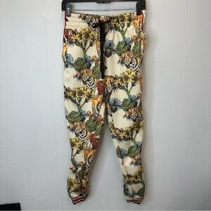 Victorious Small Cream Color Striped Jungle Tiger Print Jogger Pants